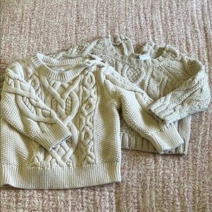 Set of 2 Cream Cable Knit Sweater Timeless Design